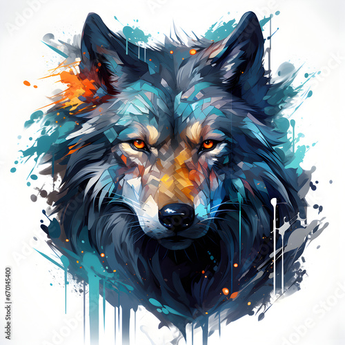 illustration of a wolf, colored
