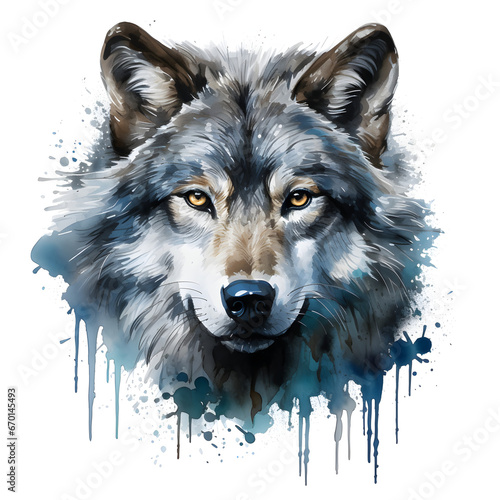 illustration of a wolf, colored
