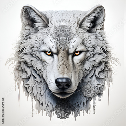 illustration of a wolf, colored

