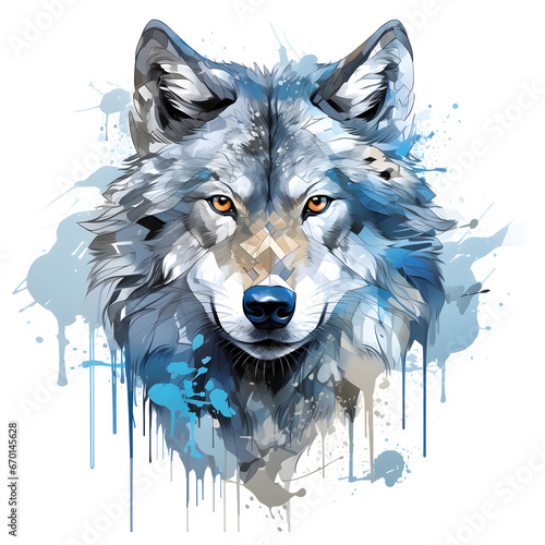 illustration of a wolf, colored
