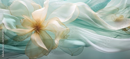 white wallpaper with green and golden floral Generative AI