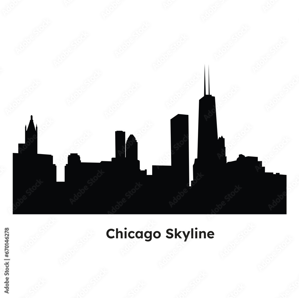 Chicago skyline silhouette black vector 