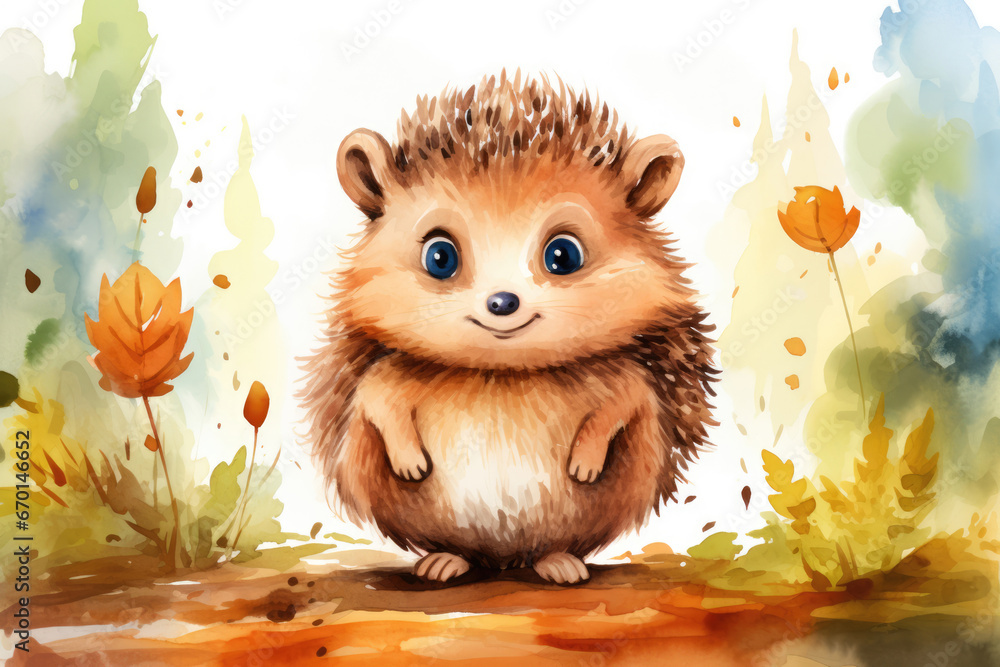 Cute little hedgehog, in watercolor style Cute little hedgehog, in watercolor style
