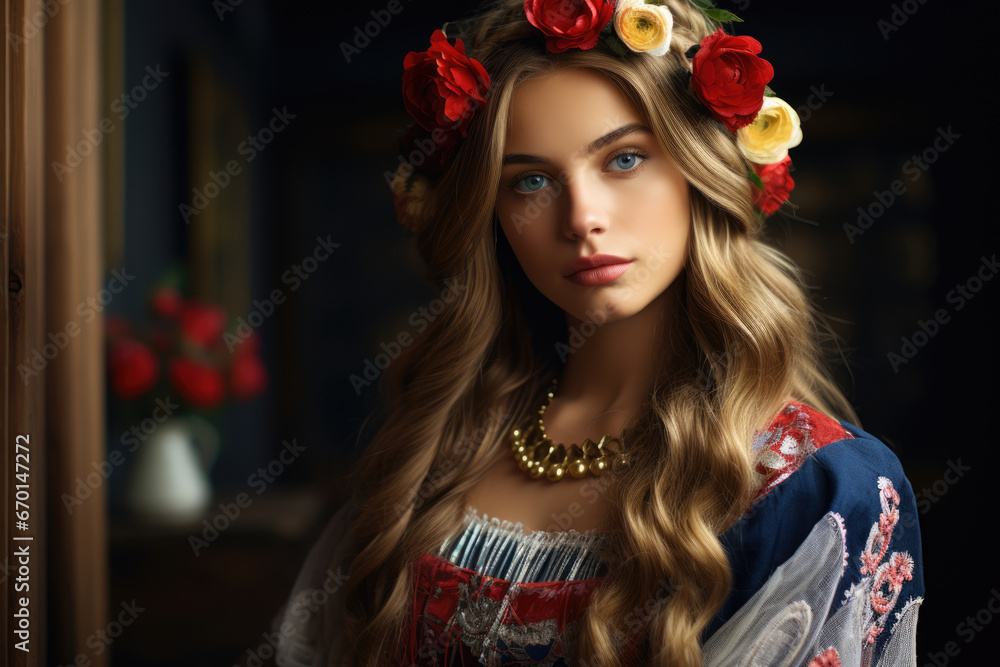 Beautiful Ukrainian woman in a national dress Beautiful Ukrainian woman in a national dress