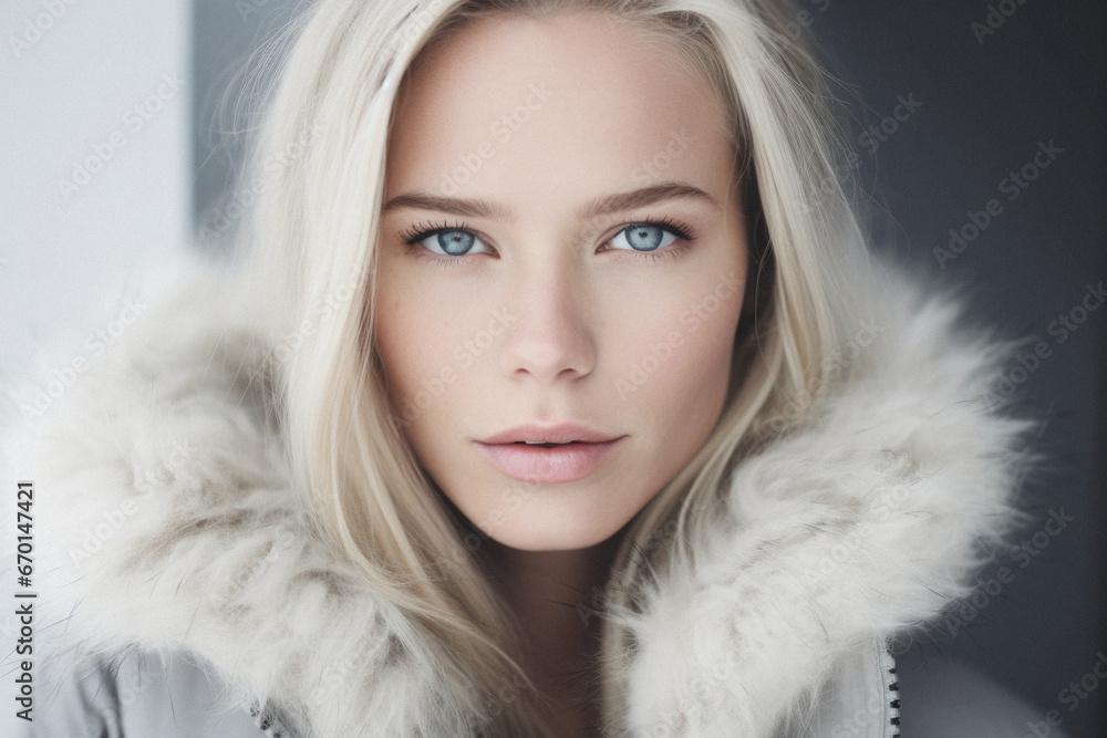 Portrait of beautiful young woman with blond hair on dark background. Portrait of beautiful young woman with blond hair on dark background.