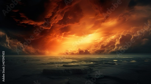 Sky with clouds. Bloody sunset background with copy space for design © Wall Art Galerie