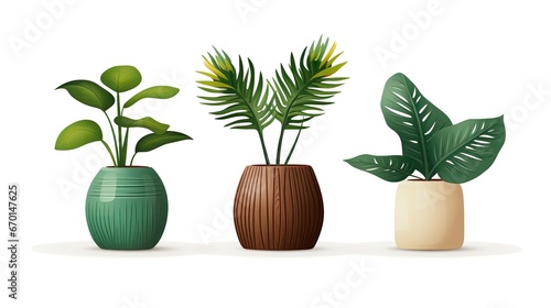  plant set different potted plants in ceramic pots. Home potted plants.