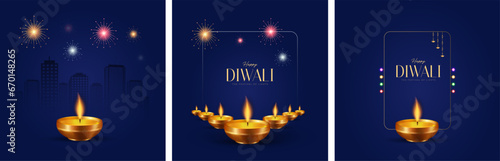 Happy Diwali Social Media Post for Advertisement, Status Wishes, Banner, Greeting Card