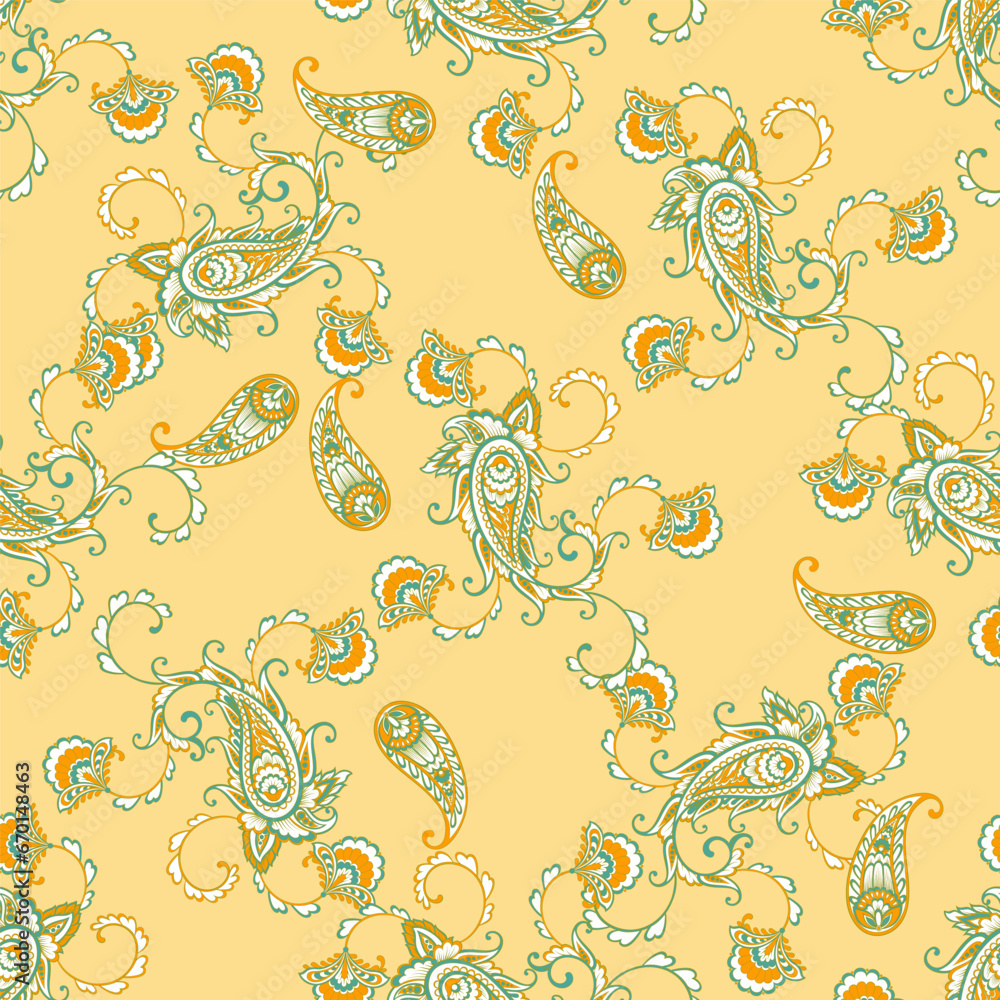 Paisley Vector Pattern. Seamless Floral Textile Background