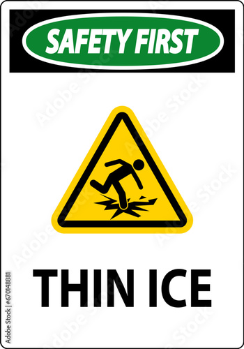 Water Safety Sign Danger - Thin Ice