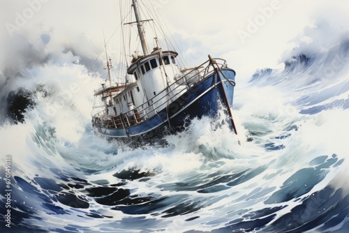 epic beautiful oil painting of a water-level view of turbulent swells of a violent ocean storm