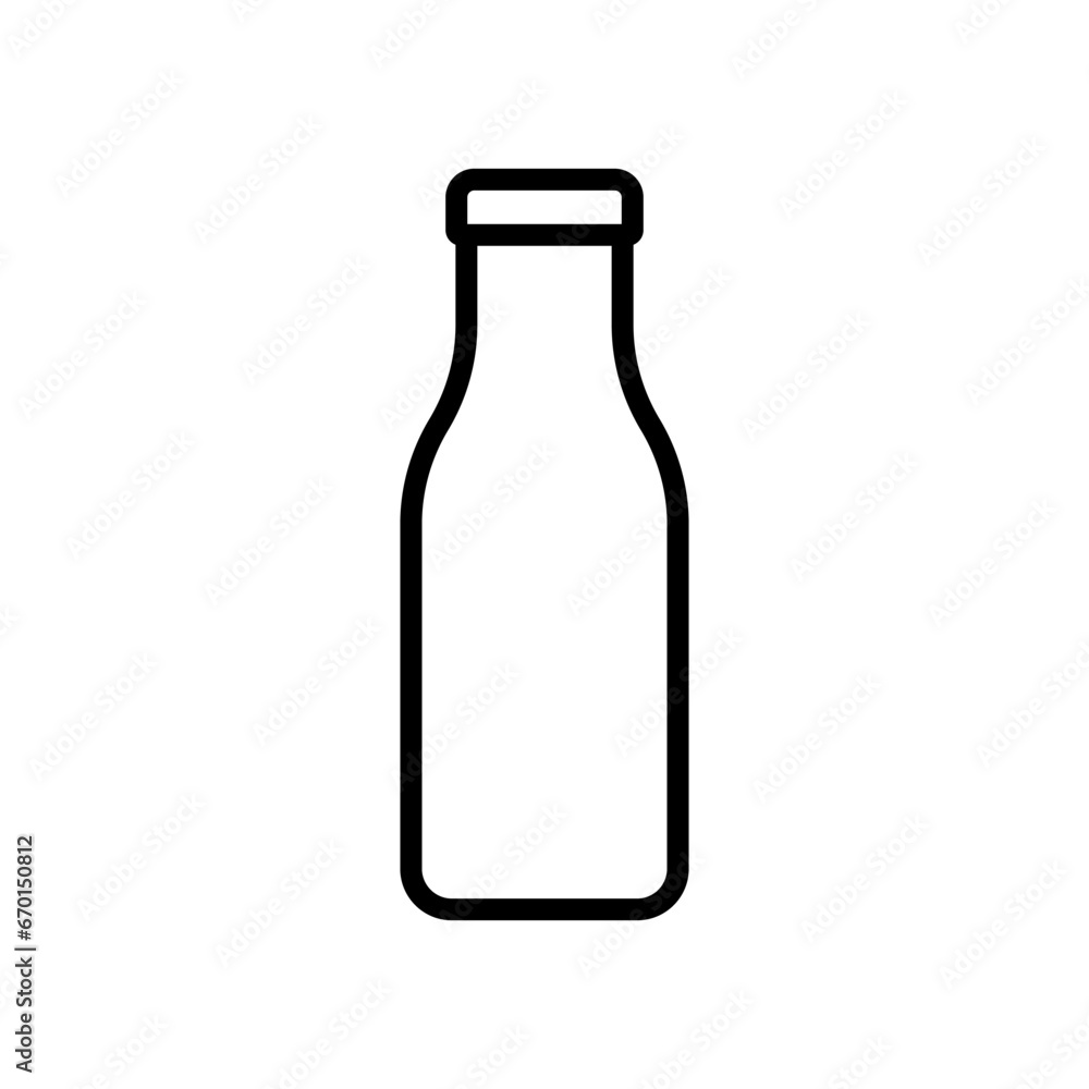 Bottle icon. Black contour linear silhouette. Front side view. Editable strokes. Vector simple flat graphic illustration. Isolated object on a white background. Isolate. Bottle icon. Black contour linear silhouette. Front side view. Editable strokes. Vector simple flat graphic illustration. Isolated object on a white background. Isolate.