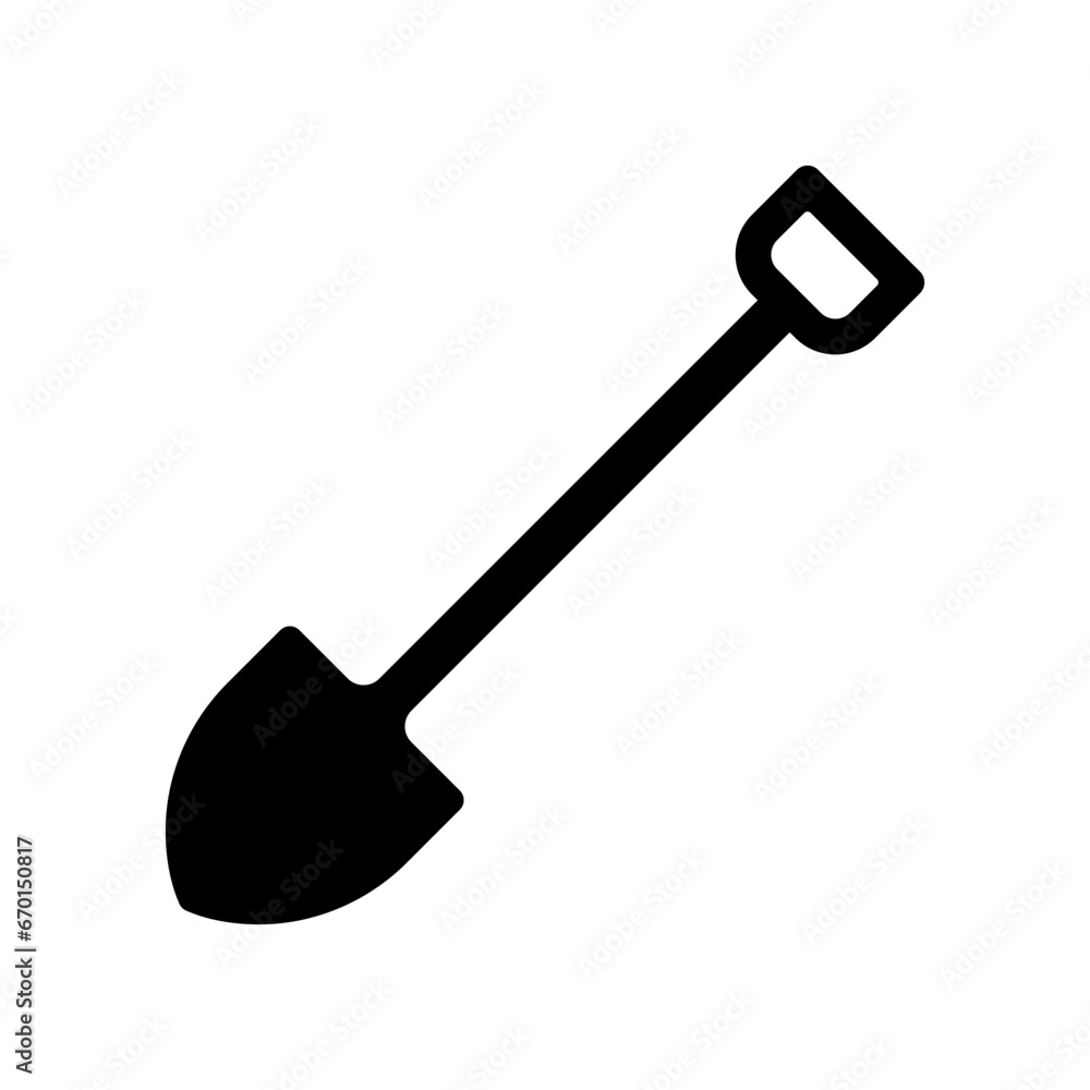 Shovel icon. Black silhouette. Front side view. Vector simple flat graphic illustration. Isolated object on a white background. Isolate.