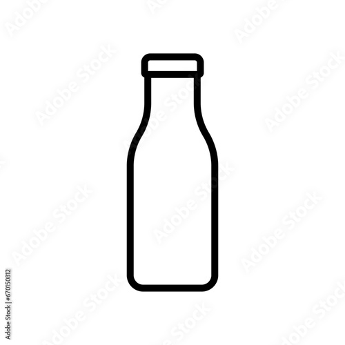Bottle icon. Black contour linear silhouette. Front side view. Editable strokes. Vector simple flat graphic illustration. Isolated object on a white background. Isolate.