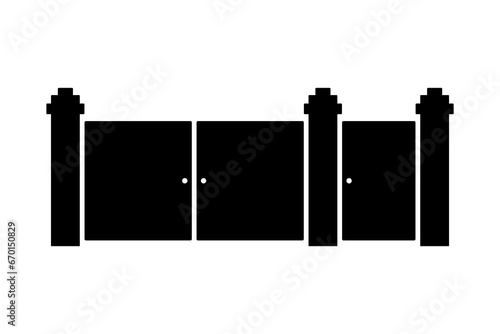 Gates and pillars icon. Black silhouette. Front view. Vector simple flat graphic illustration. Isolated object on a white background. Isolate.