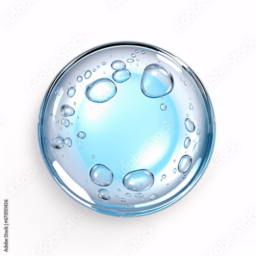 A white background isolated glycerin gel serum, with moisturizing bubbles in a condensed form.