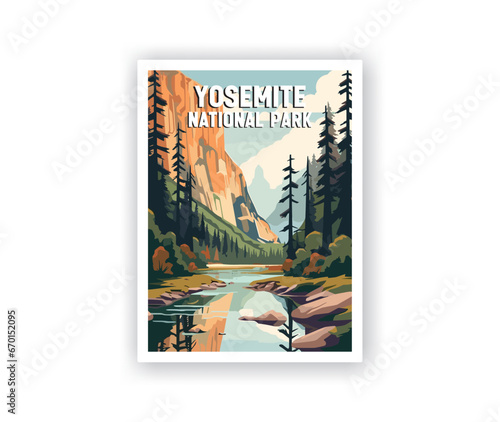 Yosemite National Parks Illustration Art.