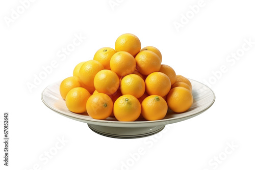 Fresh Mandarine Orange Serve on Plate, Transparent Background