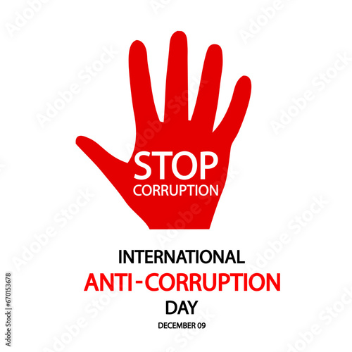 Corruption anti international day hand, vector art illustration.