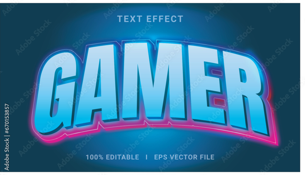 Modern editable gamer text effect 3d text effect