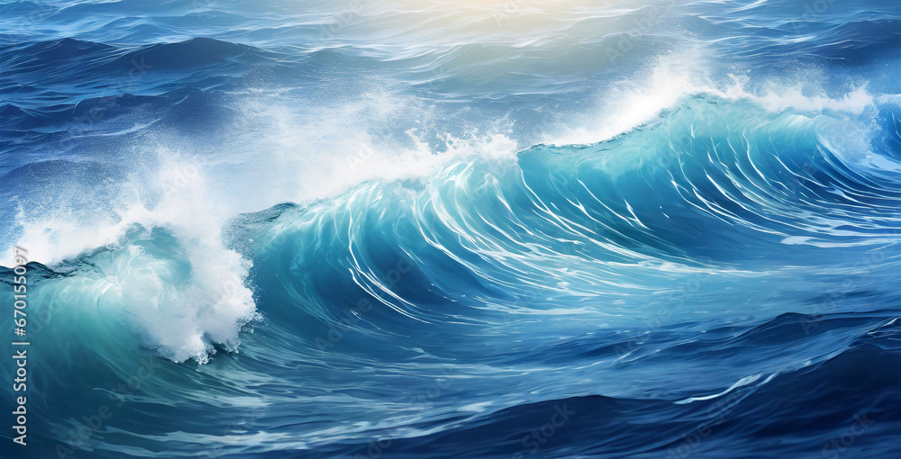 illustration of sea, ocean, waves, drawing, color illustration of sea, ocean, waves, drawing, color