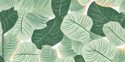 Abstract leave background pattern vector. Tropical monstera leaf design wallpaper. Botanical texture design for print, wall arts, and wallpaper.. 