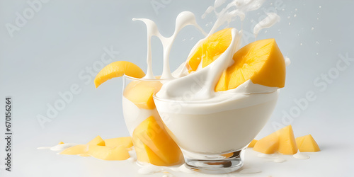 Milk and yogurt splash with mango 