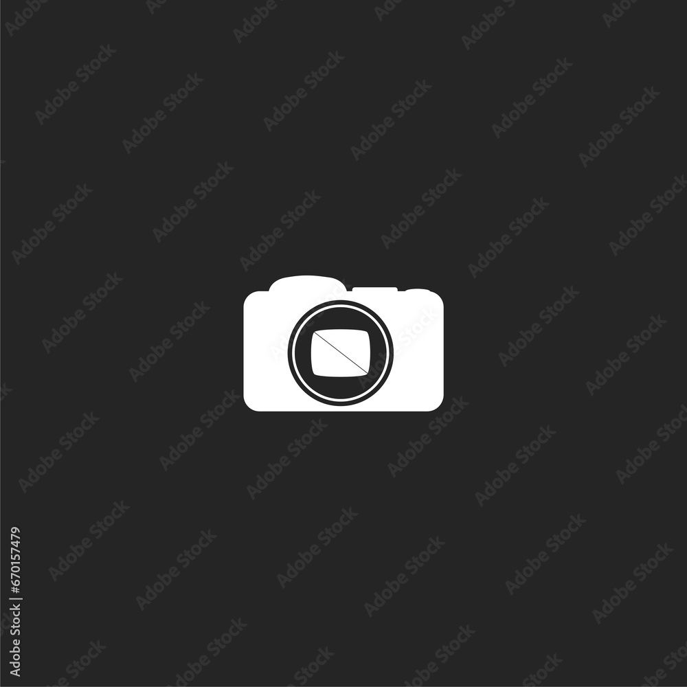 Camera icon design. Camera icon isolated on black background Camera icon design. Camera icon isolated on black background