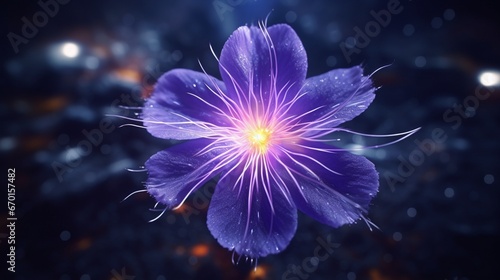 A majestic Cosmic Crocus flower, radiating ethereal colors in the vastness of space.