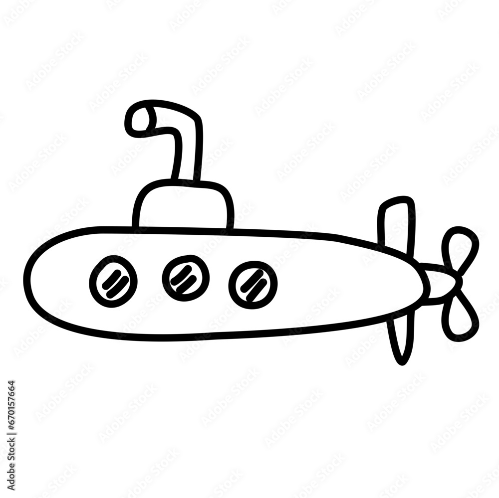 Submarine Cartoon Icon Lines Submarine Cartoon Icon Lines