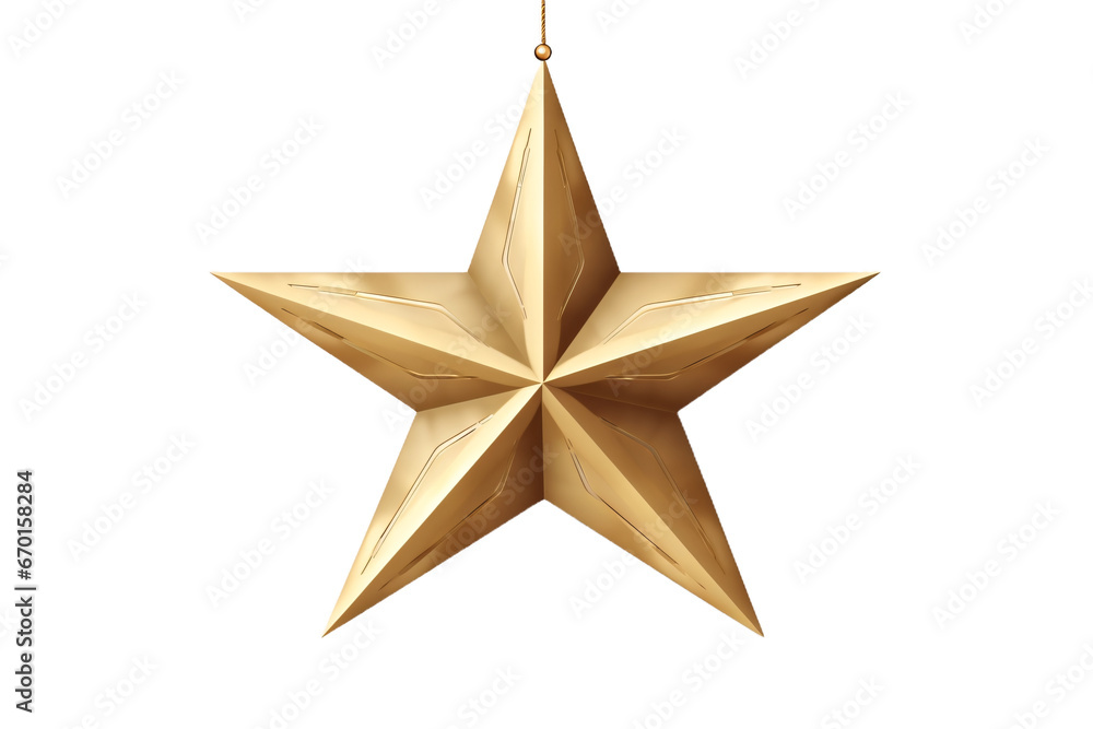 Golden Christmas star isolated on transparent white background Golden Christmas star isolated on transparent white background