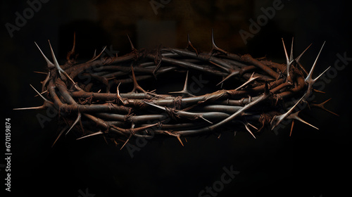 A crown of thorns is a true symbol of sacrifice and redemption. A crown of thorns evoking an aura of humility and reflection of redemptive sacrifice.