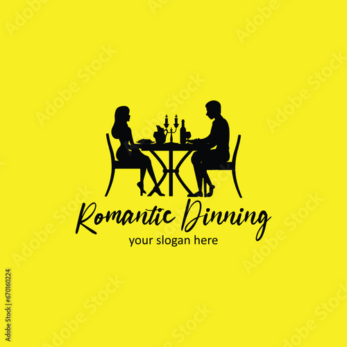 romantic couple dating logo design vector format