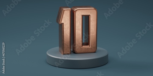 3D render 10 number gold style for discount