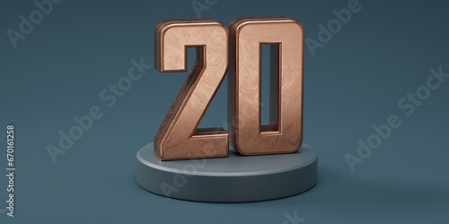 3D render 20 number gold style for discount