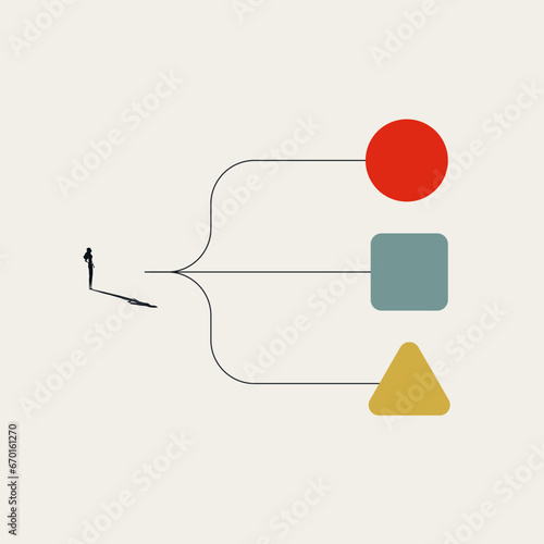 Business choice, decision minimal illustration. Symbol of strategy, challenge, opportunity. Editable vector.