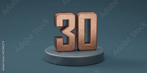 3D render 30 number gold style for discount