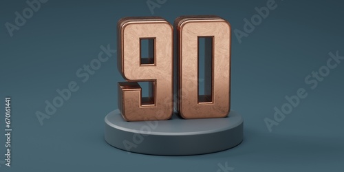 3D render 90 number gold style for discount