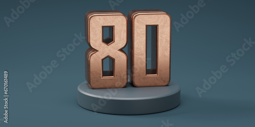 3D render 80 number gold style for discount