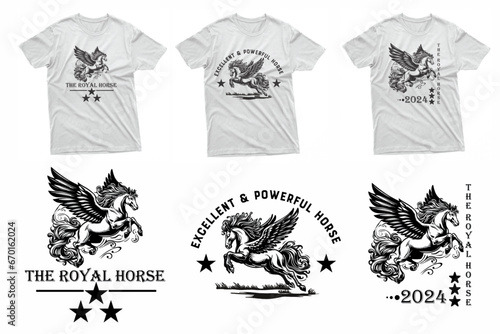 Horse T-shirt Design or Horse Poster Design Premium Vector
