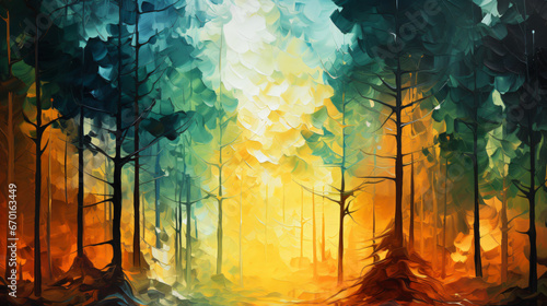 Abstract oil painting of forest and nature scenery, background or wallpaper © Artistic Visions