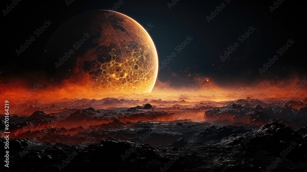 Moon's Surface Scenery Vibrant Background
