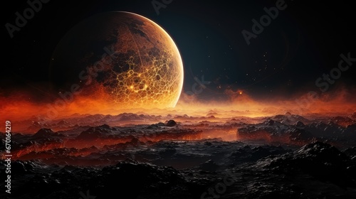 Moon s Surface Scenery Vibrant Background 