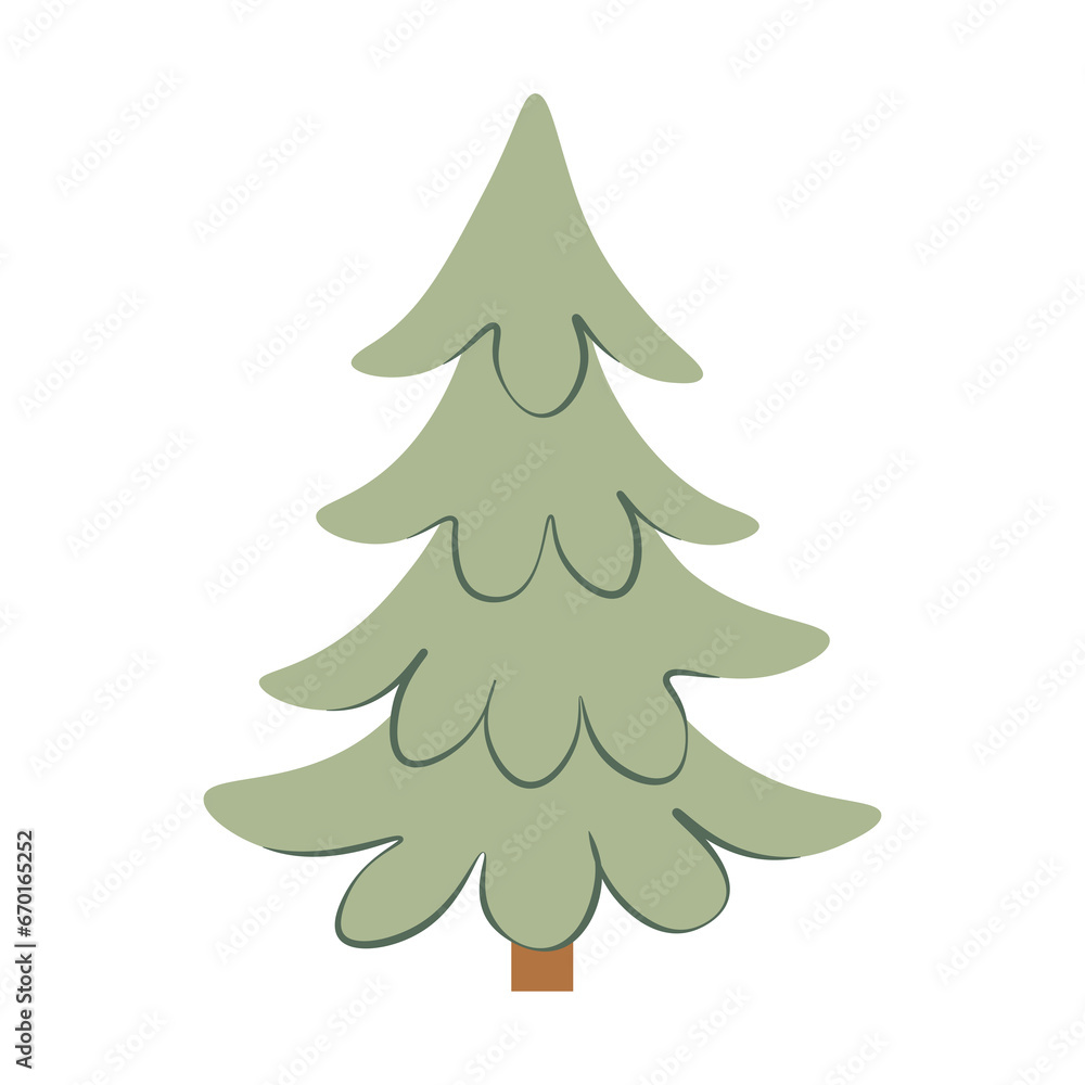 Flat green Christmas tree without toys isolated on white background Flat green Christmas tree without toys isolated on white background