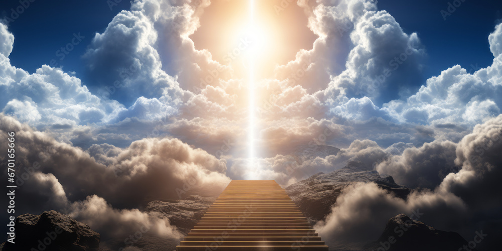 Ethereal Stairway to Heaven Leading to the Gates of Paradise