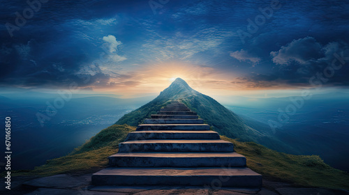 stairway to the top of the hill, move forward, new year concept