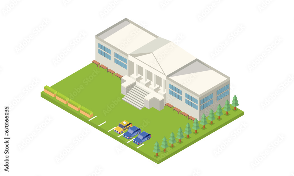 Isometric building, law and justice concept.on white background.3D design.isometric vector design Illustration. Isometric building, law and justice concept.on white background.3D design.isometric vector design Illustration.