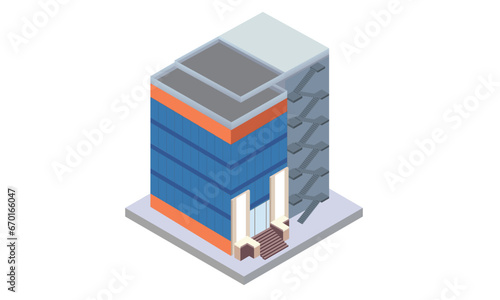 Isometric Business Center Building, Office, For Real Estate.on white background.3D design.isometric vector design Illustration.