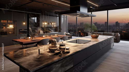 luxury kitchen of a penthouse photo