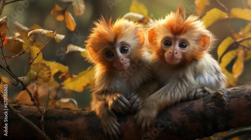 Cute monkeys and where they life in nature